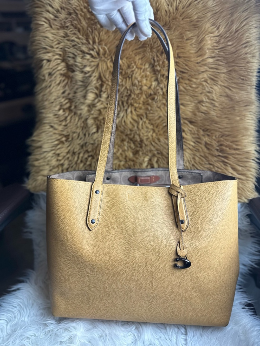 Coach Central Signature Leather Coated Canvas Tote Bag